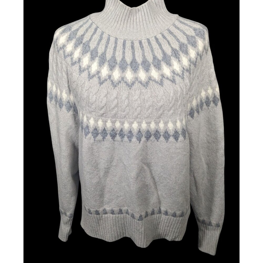 Artelier Nicole Miller Grey And White Super Soft Sweater Size Large